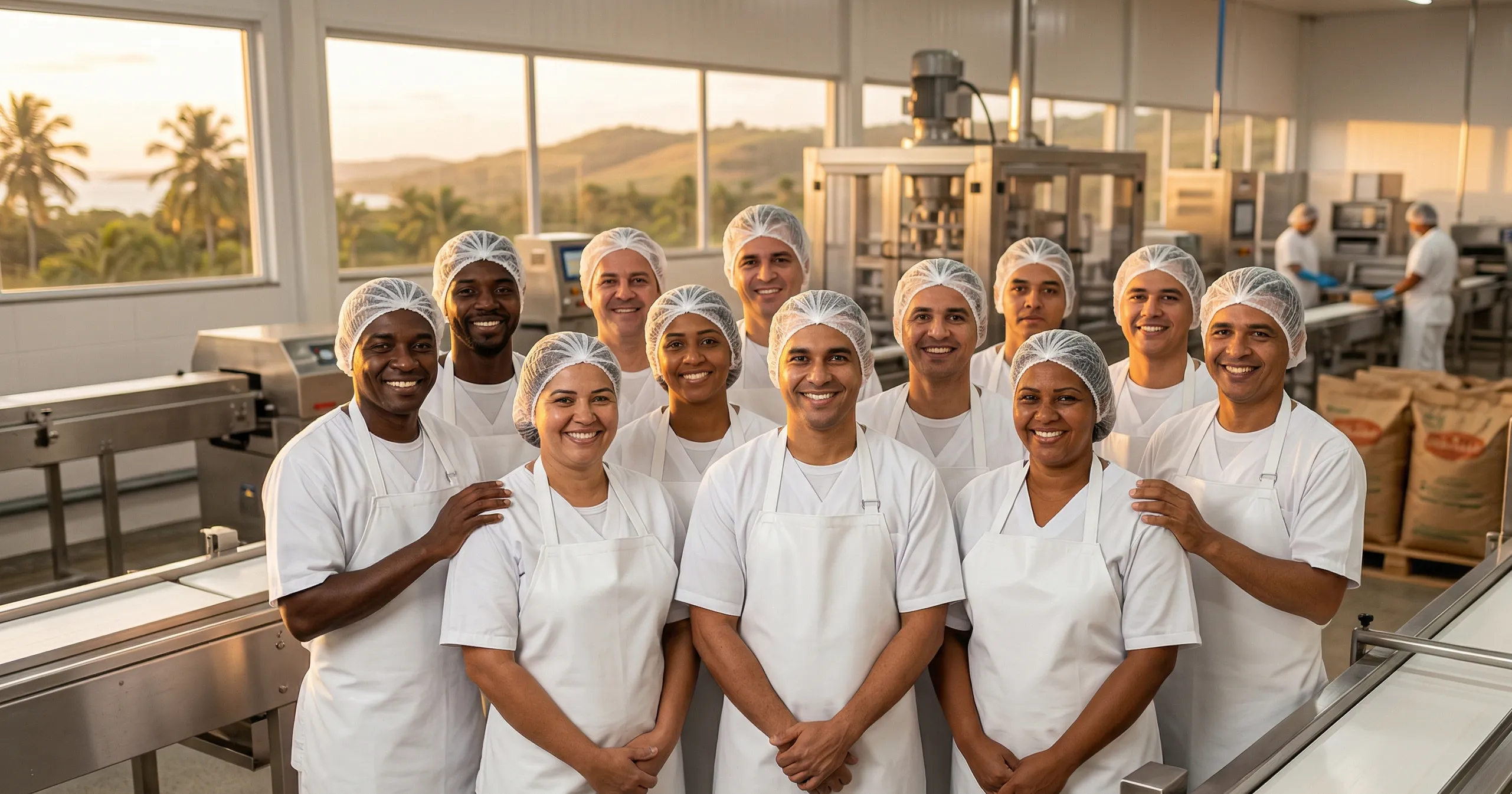 Equipe da 77foods na fábrica em Mossoró-RN